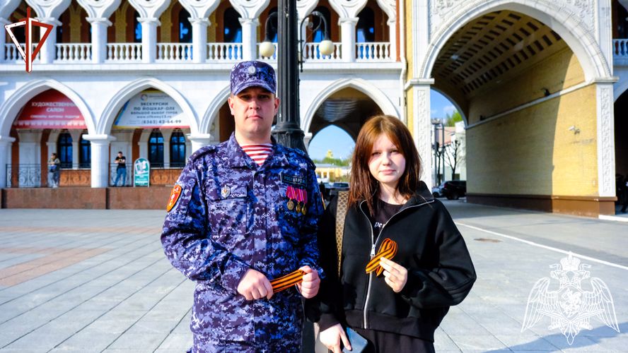 Всероссийскую акцию «Георгиевская ленточка» поддержали росгвардейцы Марий Эл 